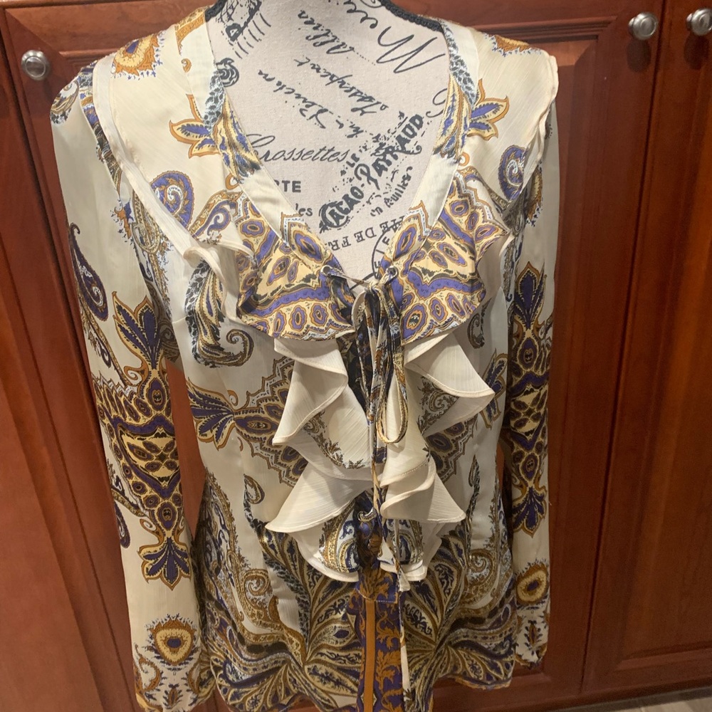 Cache Ruffle Front Blouse. Size Med. - image 1